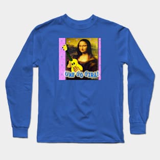 Uke Go Girl! (Mona Lisa) - Pink Background Long Sleeve T-Shirt